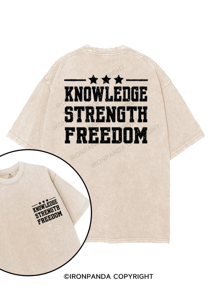 KNOWLEDGE STRENGTH FREEDOM printed Gym Shirt