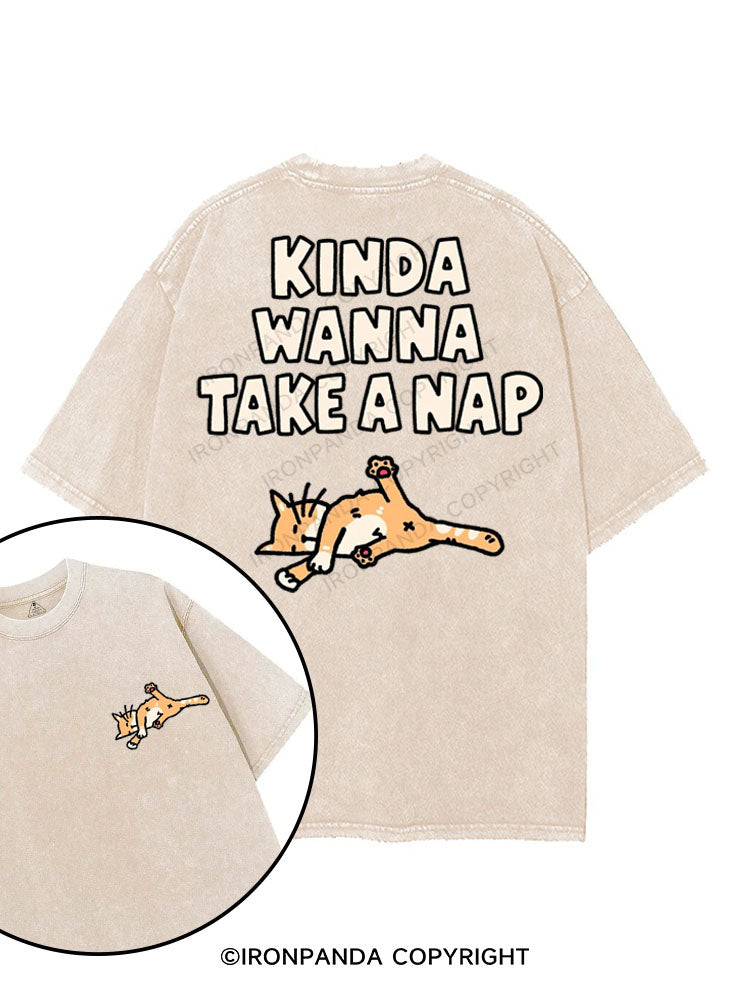 KINDA WANNA TAKE A NAP printed Gym Shirt
