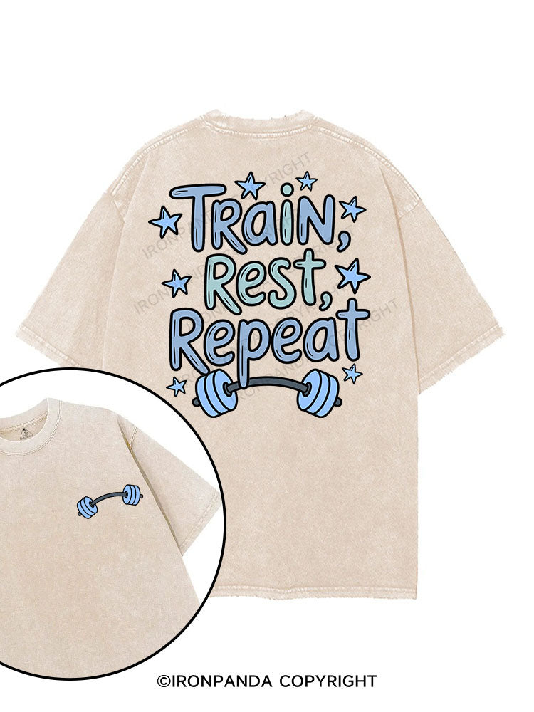 TRAIN, REST, REPEAT printed Gym Shirt