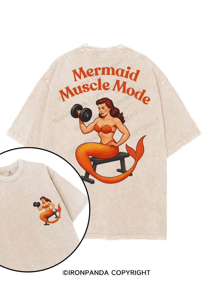 MERMAID MUSCLE MODE printed Gym Shirt