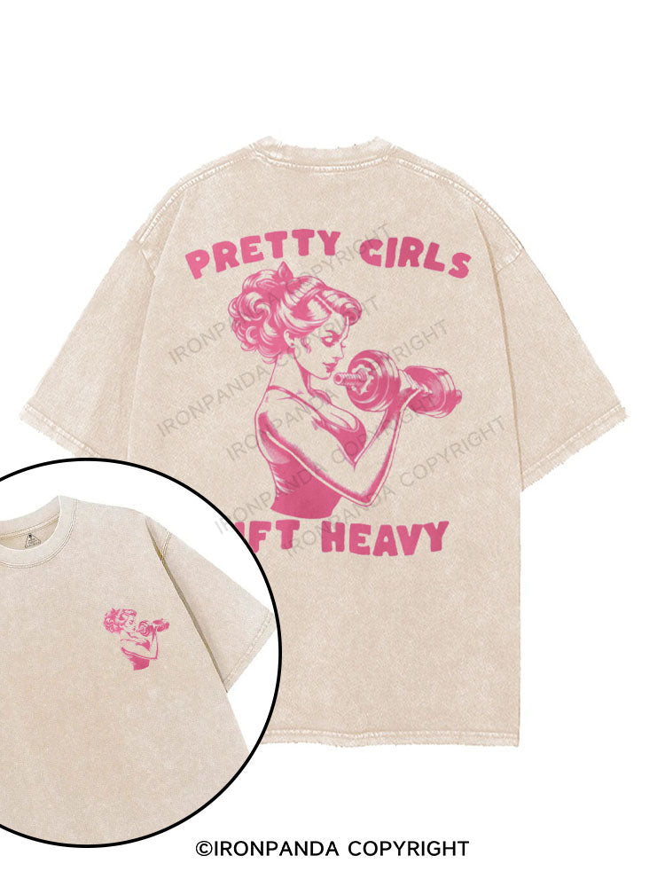 PRETTY GIRLS LIFT HEAVY printed Gym Shirt