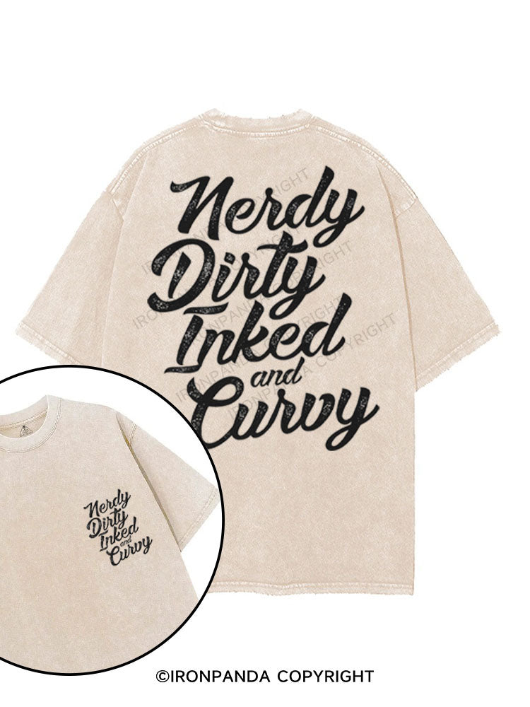 NERDY DIRTY INKED AND CURVY printed Gym Shirt