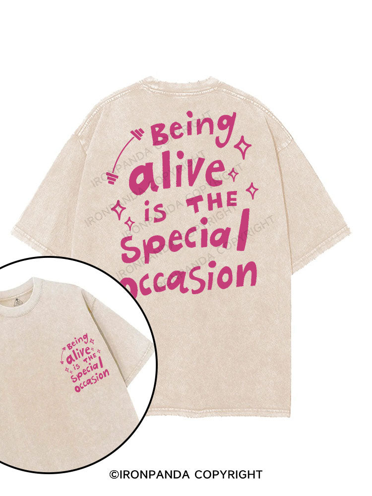 BEING ALIVE IS THE SPECIAL OCCASION printed Gym Shirt