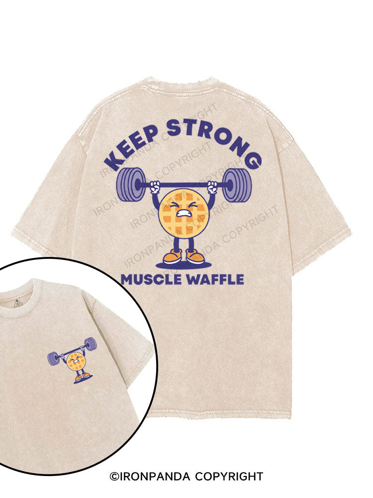 KEEP STRONG MUSCLE WAFFLE printed Gym Shirt