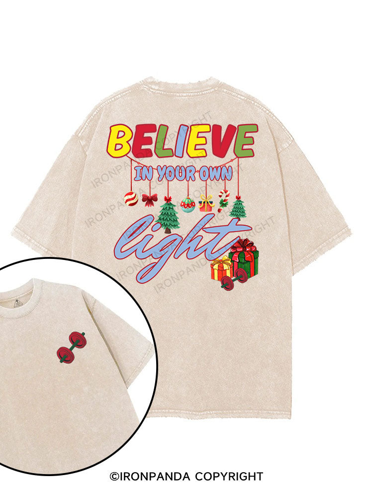 BELIEVE IN YOUR OWN LIGHT printed Gym Shirt
