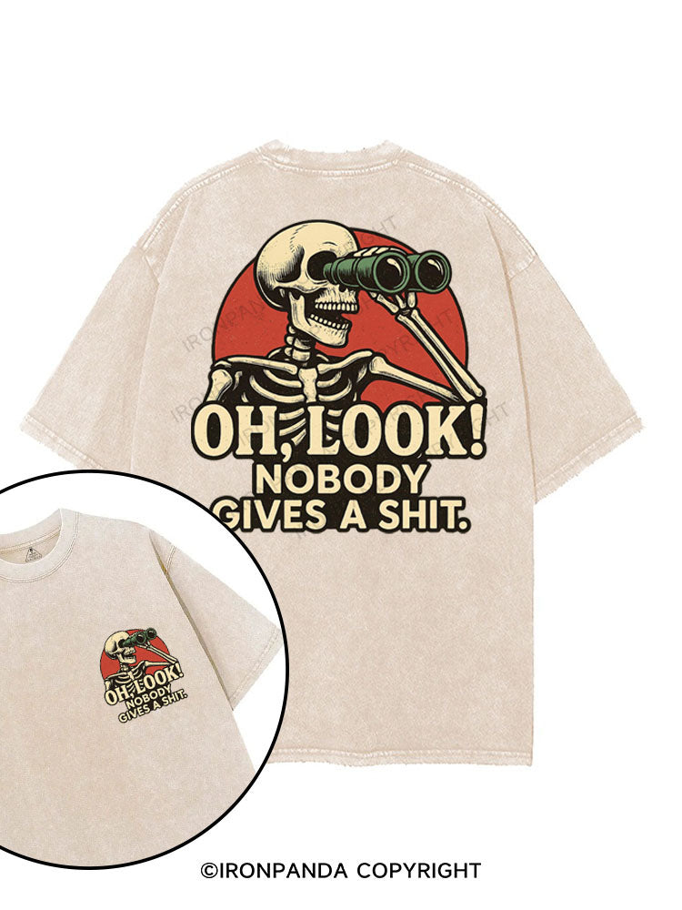 OH, LOOK! NOBODY GIVES A SHIT printed Gym Shirt