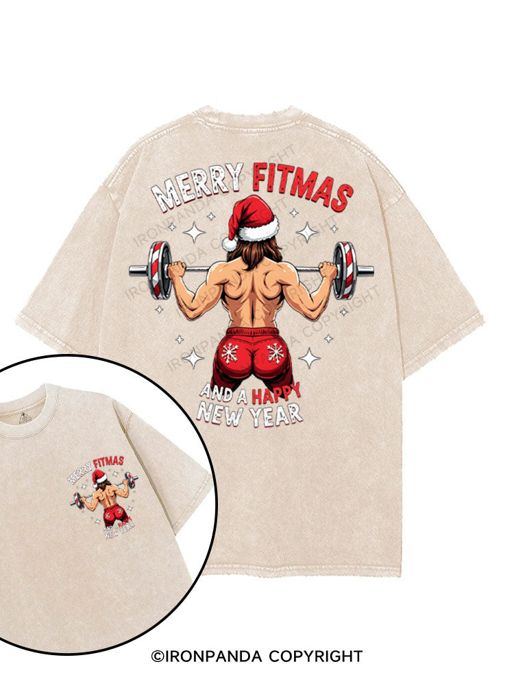 MERRY FITMAS AND A HAPPY NEW YEAR printed Gym Shirt