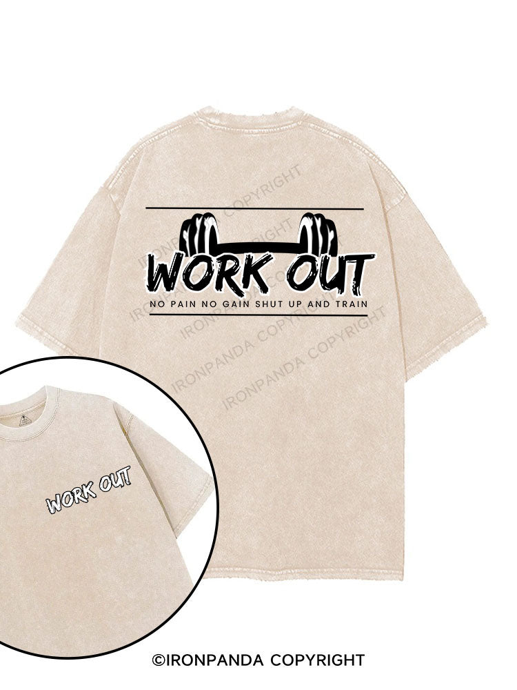 WORKOUT NO PAIN NO GAIN printed Gym Shirt