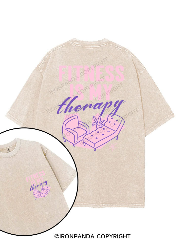 FITNESS IS MY THERAPY printed Gym Shirt