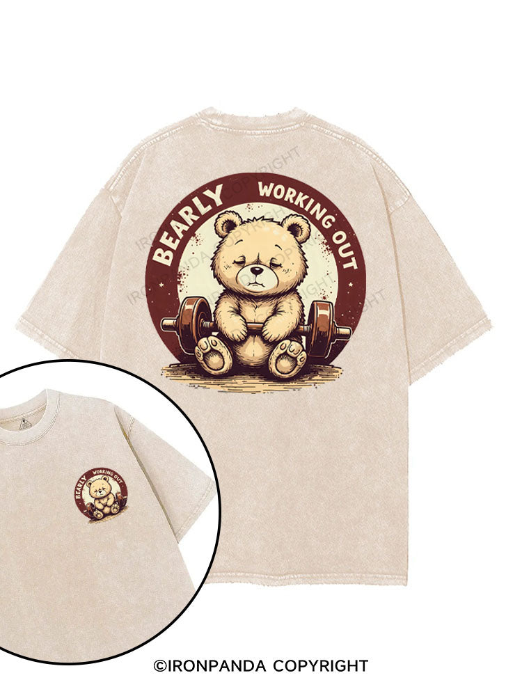 BEARLY WORKING OUT printed Gym Shirt