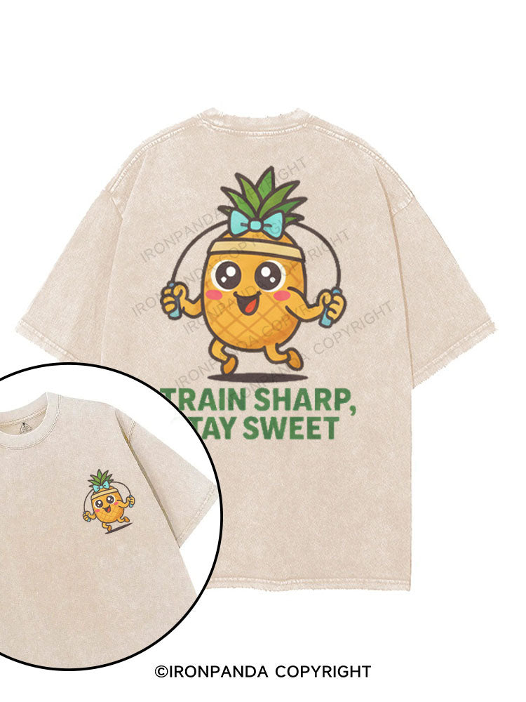 TRAIN SHARP, STAY SWEET printed Gym Shirt