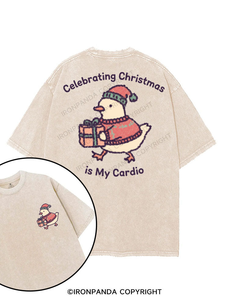 CELEBRATING CHRISTMAS IS MY CARDIO printed Gym Shirt