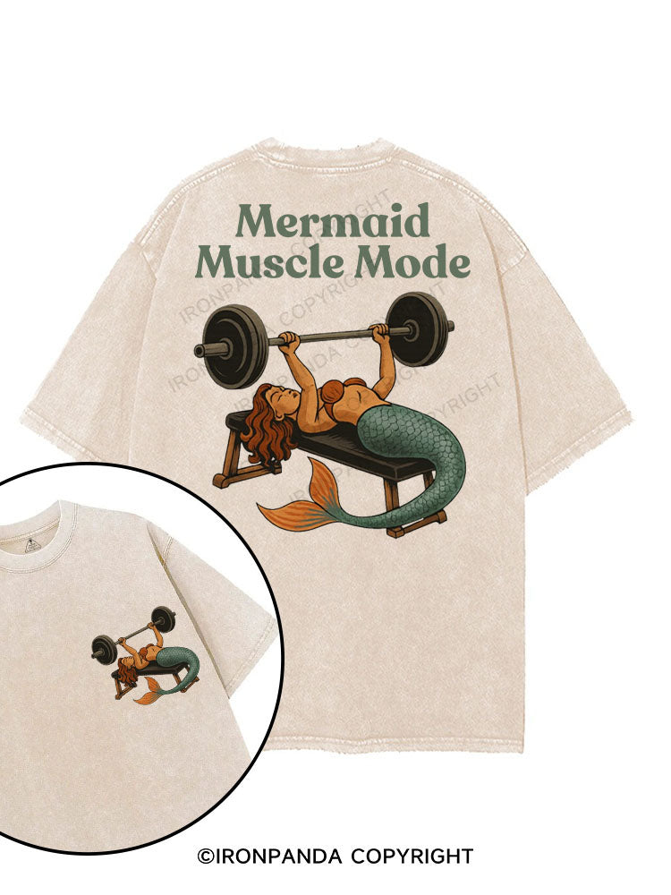 MERMAID MUSCLE MODE printed Gym Shirt