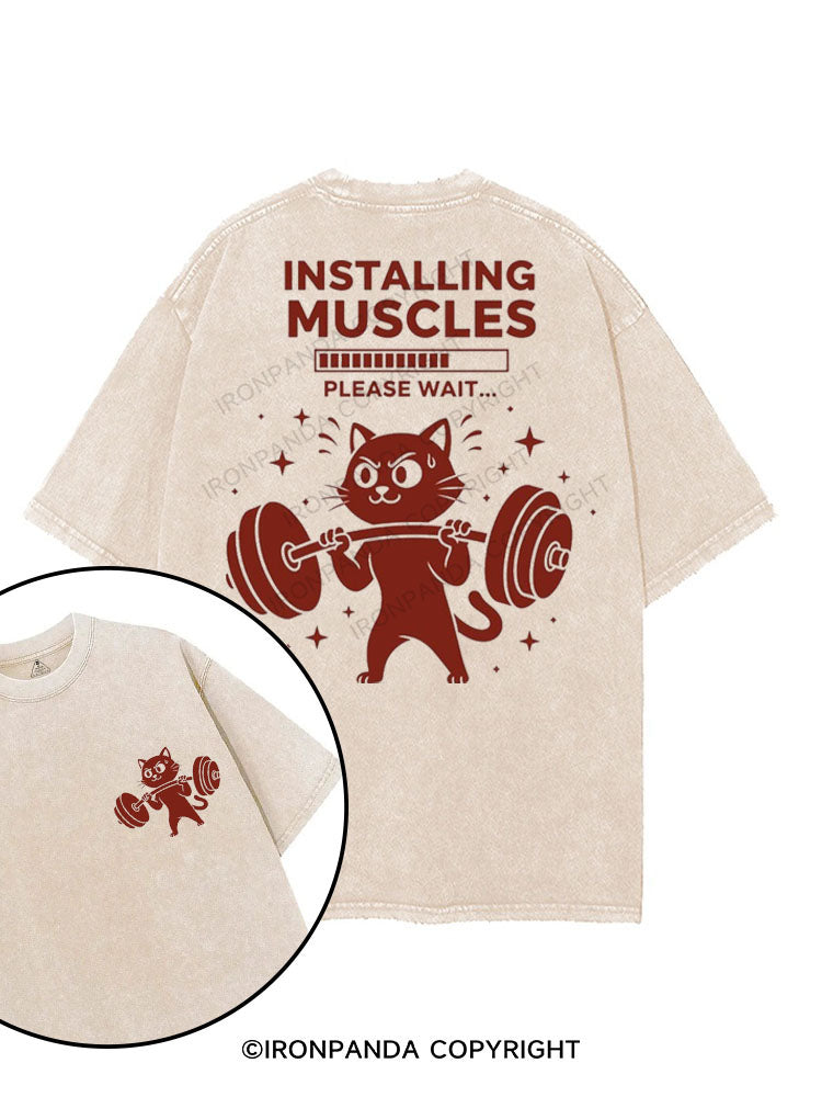 INSTALLING MUSCLES PLEASE WAIT printed Gym Shirt