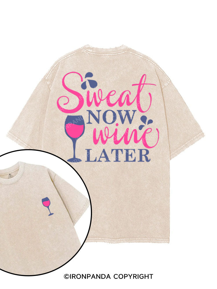 SWEAT NOW WINE LATER printed Gym Shirt