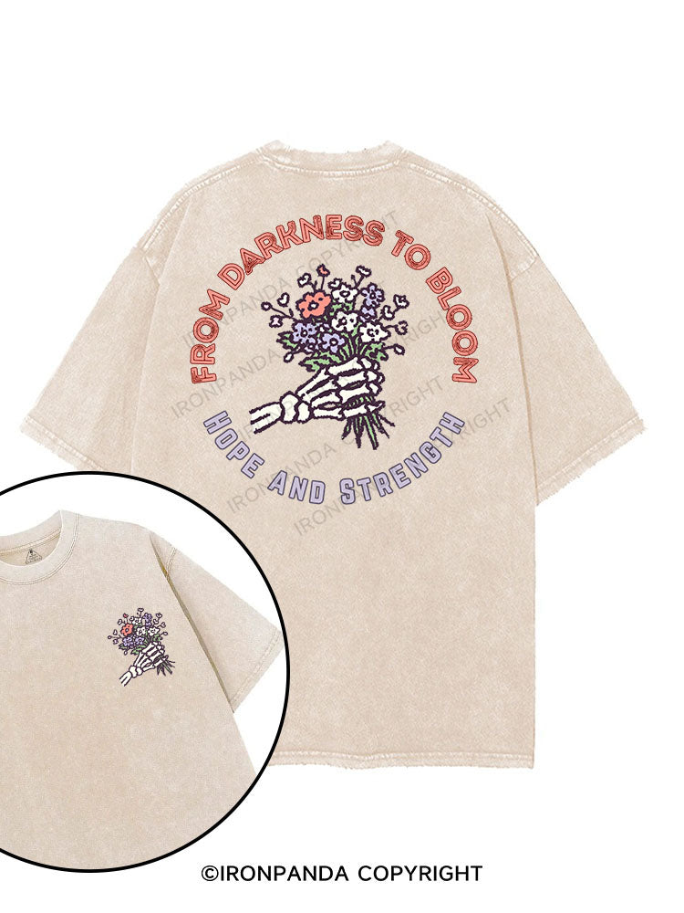 FROM DARKNESS TO BLOOM HOPE AND STRENGTH printed Gym Shirt