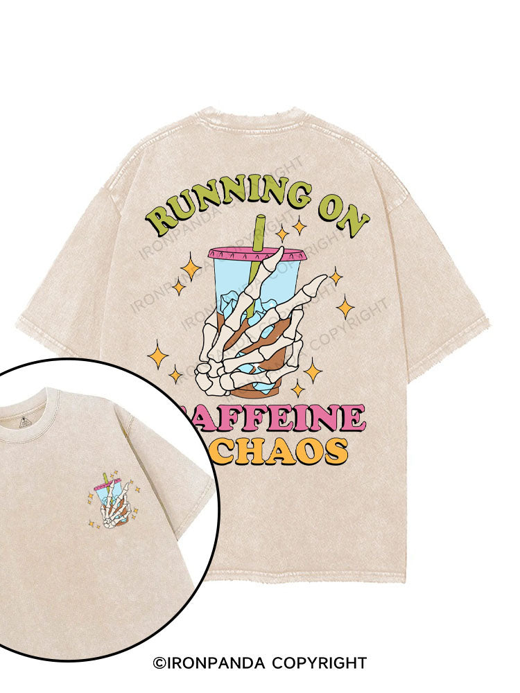 RUNNING ON CAFFEINE & CHAOS printed Gym Shirt