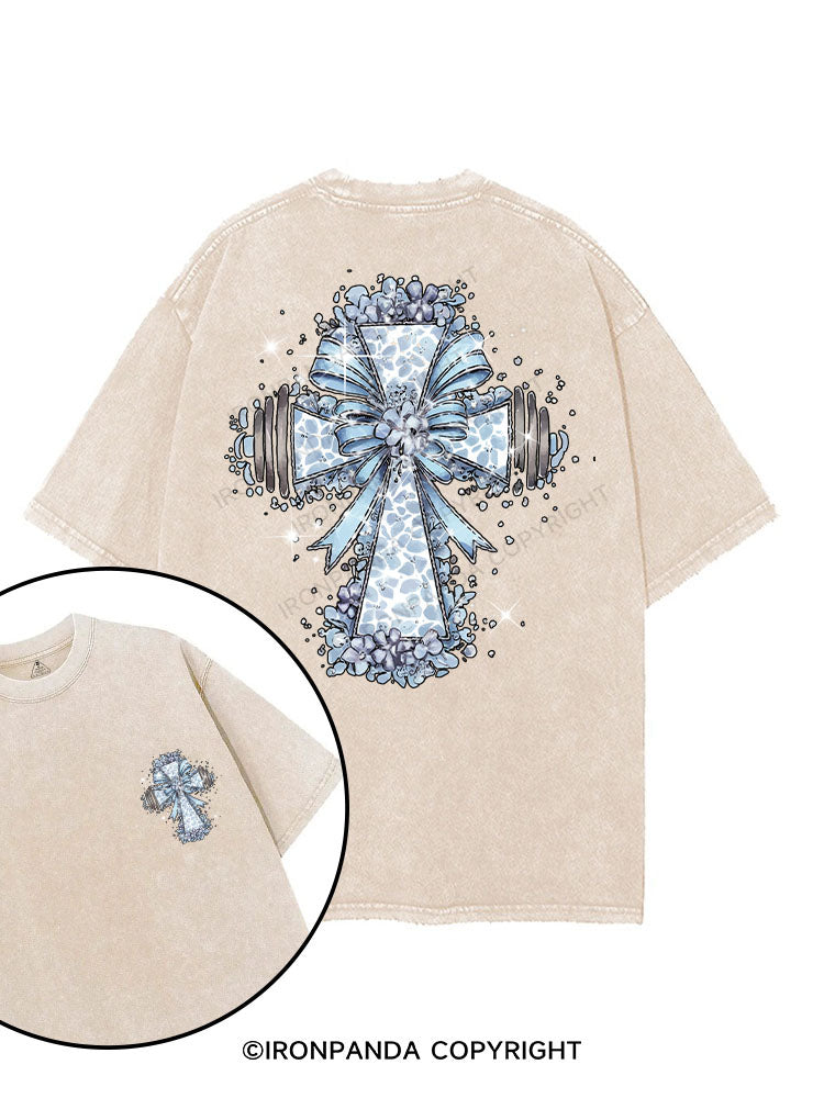 BLOSSOMING STRENGTH CROSS printed Gym Shirt