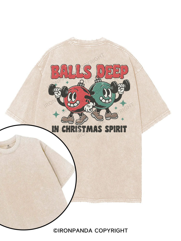 BALLS DEEP IN CHRISTMAS  SPIRIT printed Gym Shirt