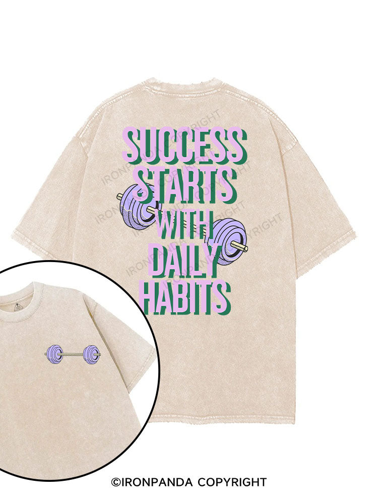 SUCCESS STARTS WITH DAILY HABITS printed Gym Shirt