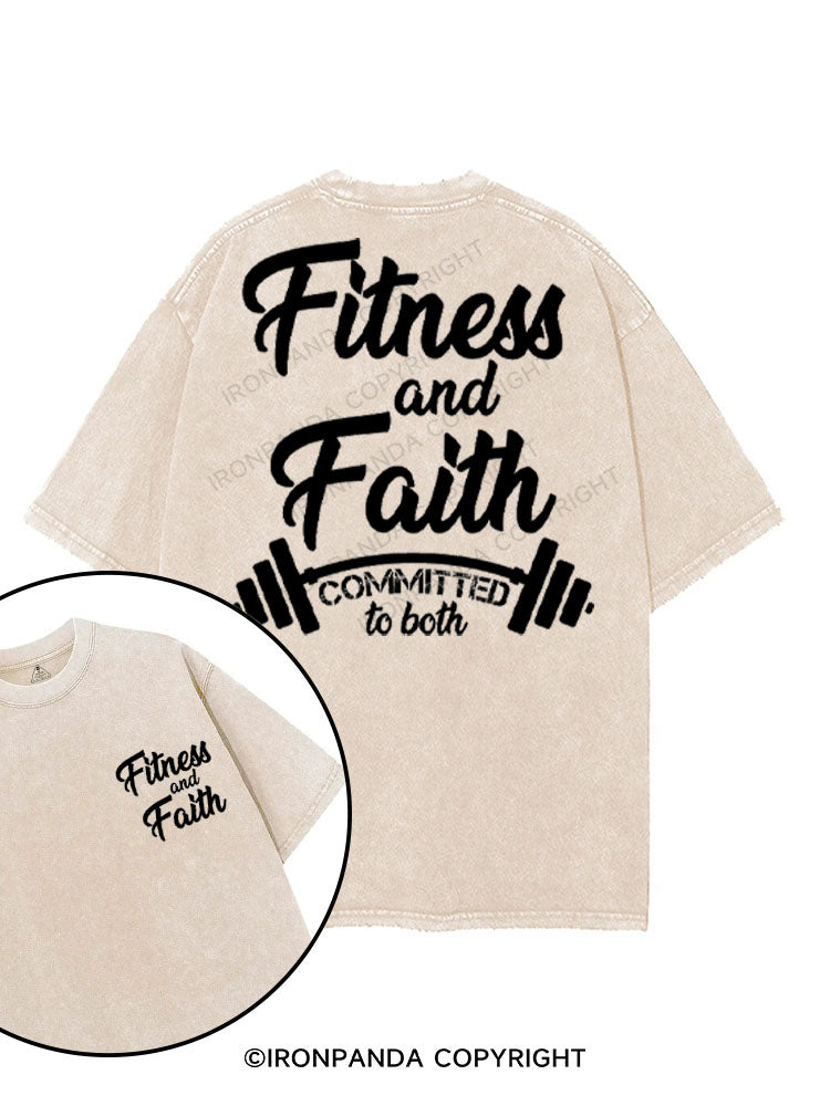 FITNESS AND FAITH COMMITTED TO BOTH printed Gym Shirt