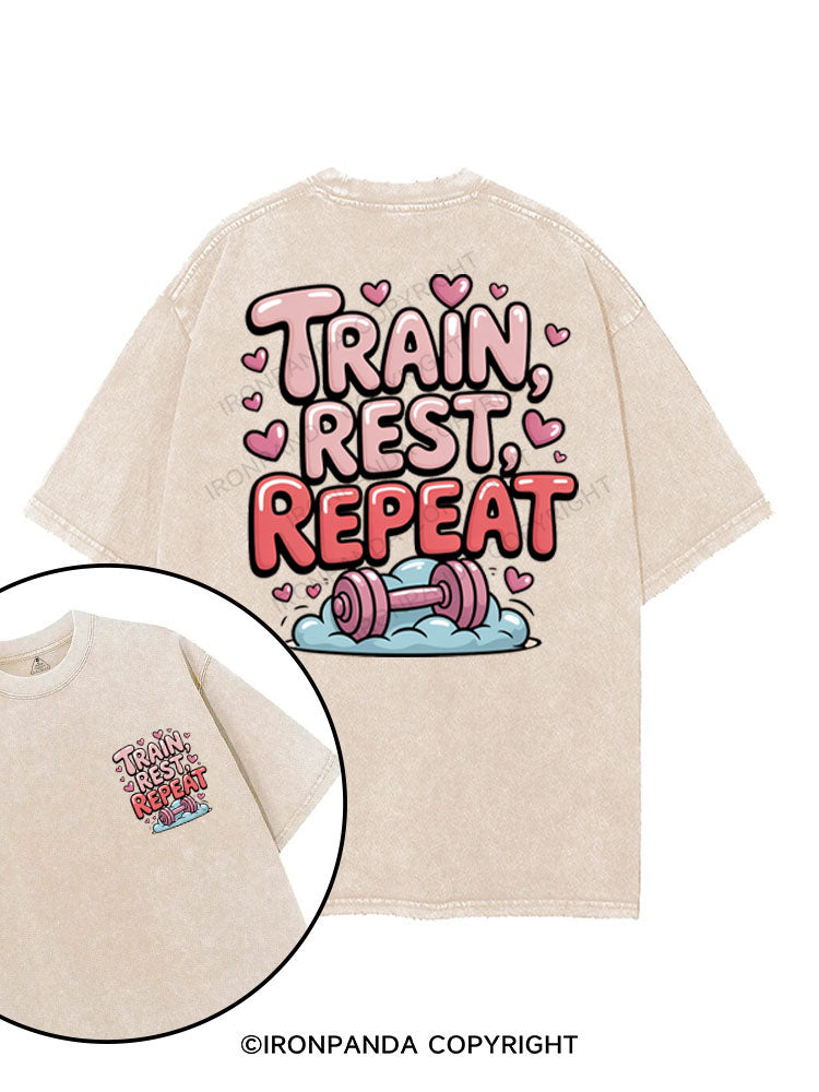 TRAIN, REST, REPEAT printed Gym Shirt
