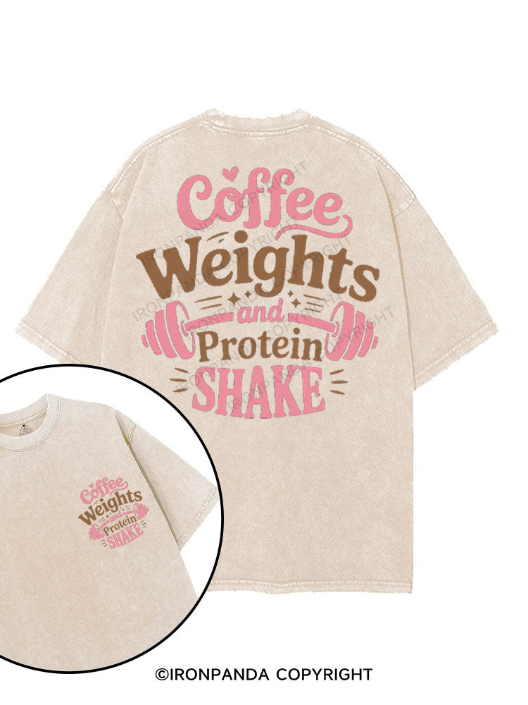 COFFEE WEIGHTS AND PROTEIN SHAKE printed Gym Shirt