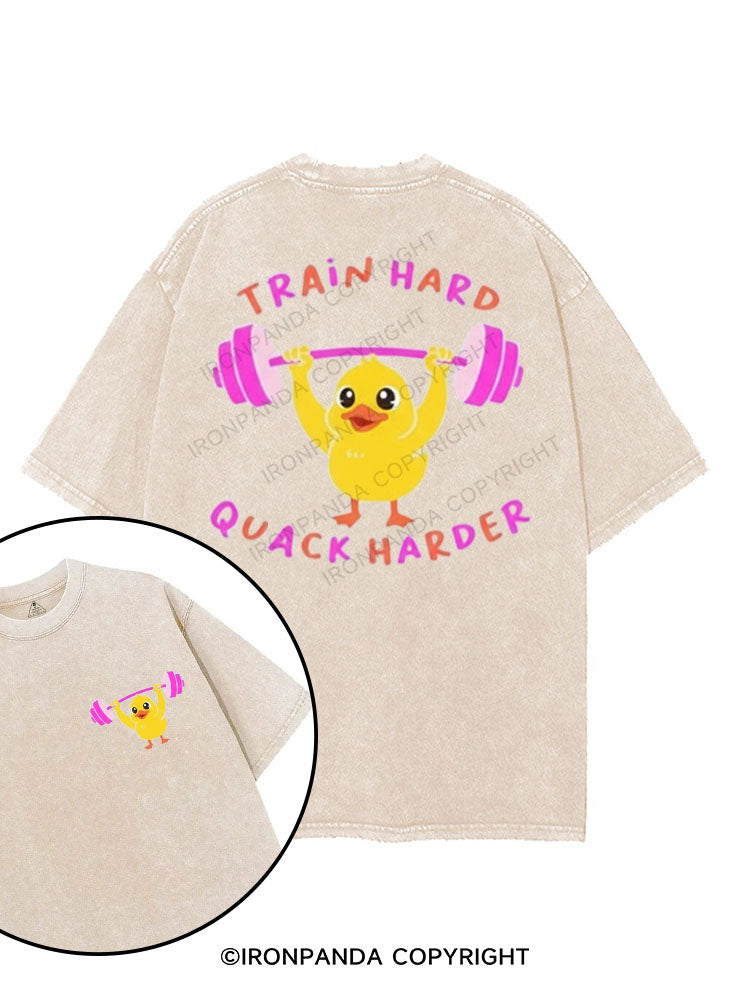 TRAIN HARD QUACK HARDER printed Gym Shirt