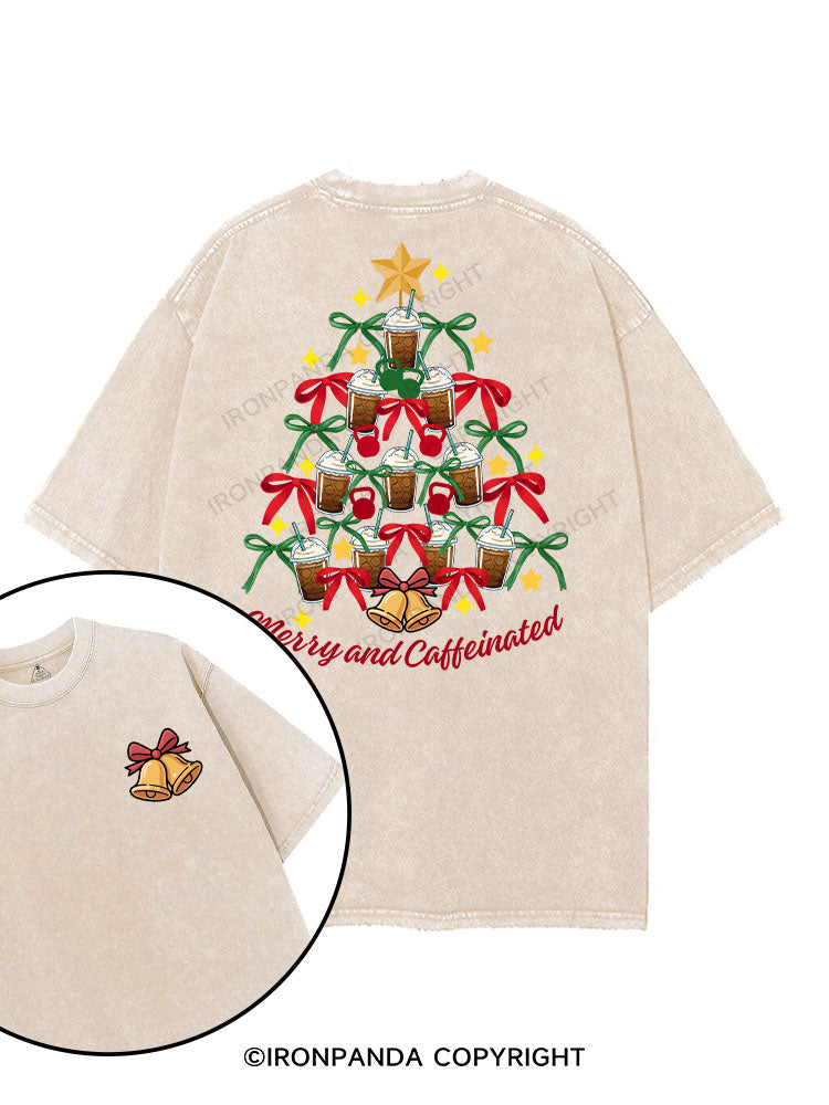 MERRY AND CAFFEINATED printed Gym Shirt