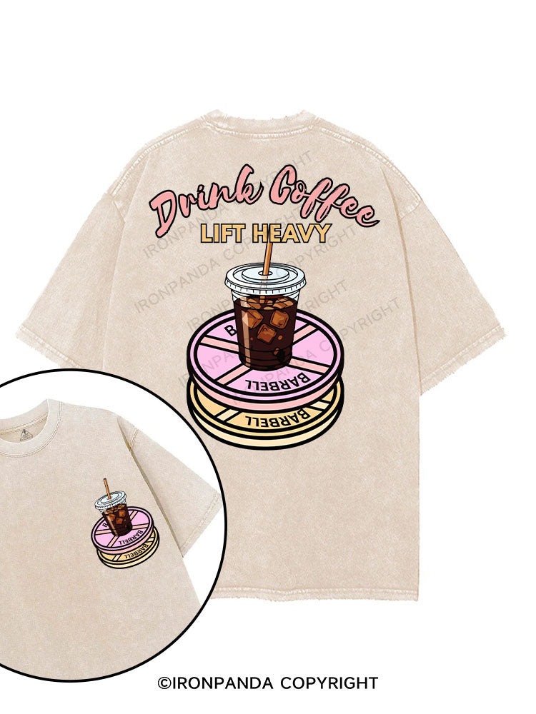 DRINK COFFEE LIFT HEAVY printed Gym Shirt