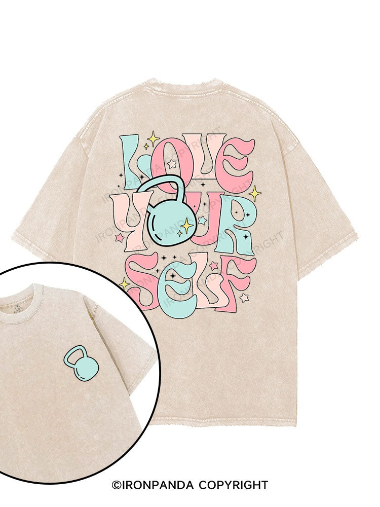 LOVE YOURSELF printed Gym Shirt