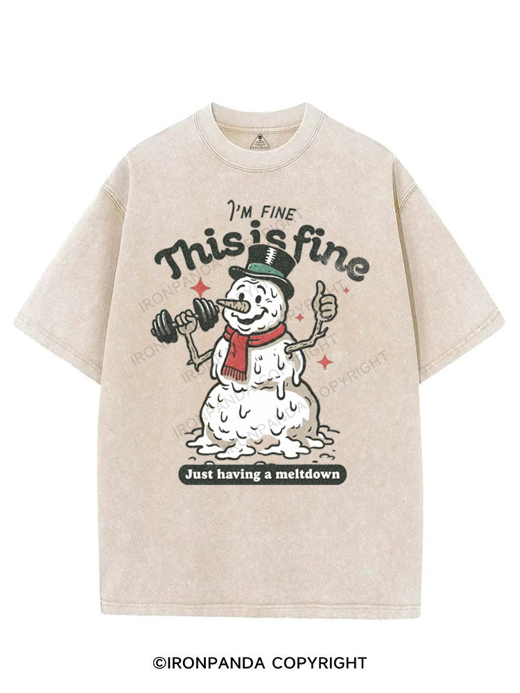I'M FINE THIS IS FINE JUST HAVING A MELTDOWN VINTAGE GYM SHIRT