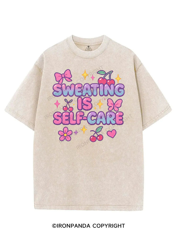 SWEATING IS SELF-CARE VINTAGE GYM SHIRT