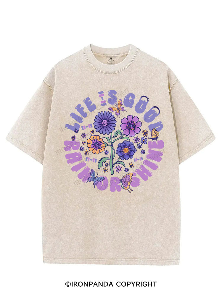 LIFE IS GOOD PAIN OR SHINE VINTAGE GYM SHIRT