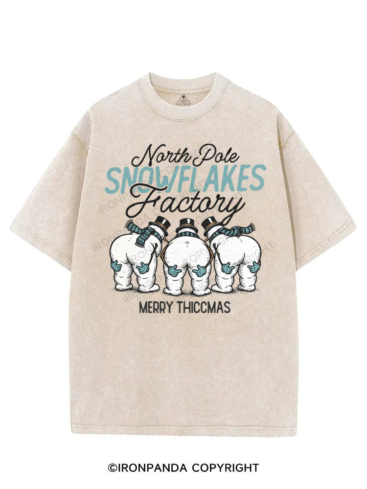 NORTH POLE SNOWFLAKES FACTORY MERRY THICCMAS VINTAGE GYM SHIRT
