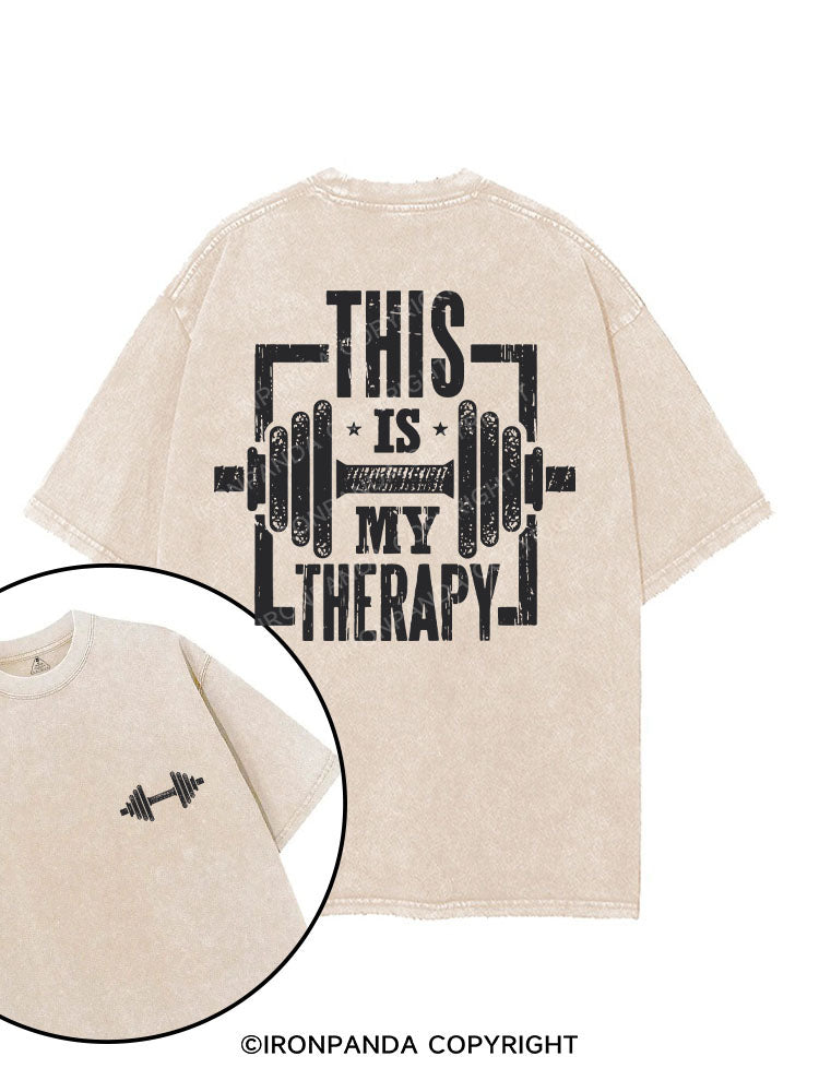 THIS IS MY THERAPY printed Gym Shirt