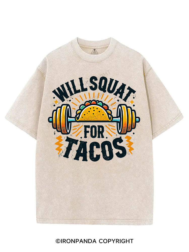 WILL SQUAT FOR TACOS VINTAGE GYM SHIRT