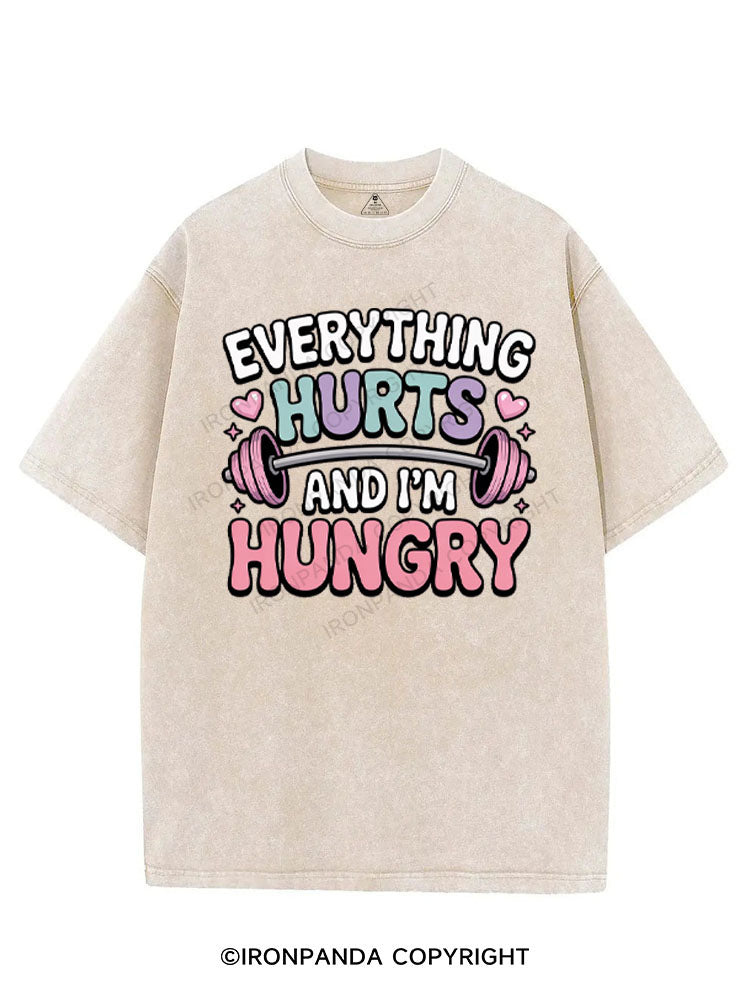 EVERYTHING HURTS AND I'M HUNGRY VINTAGE GYM SHIRT