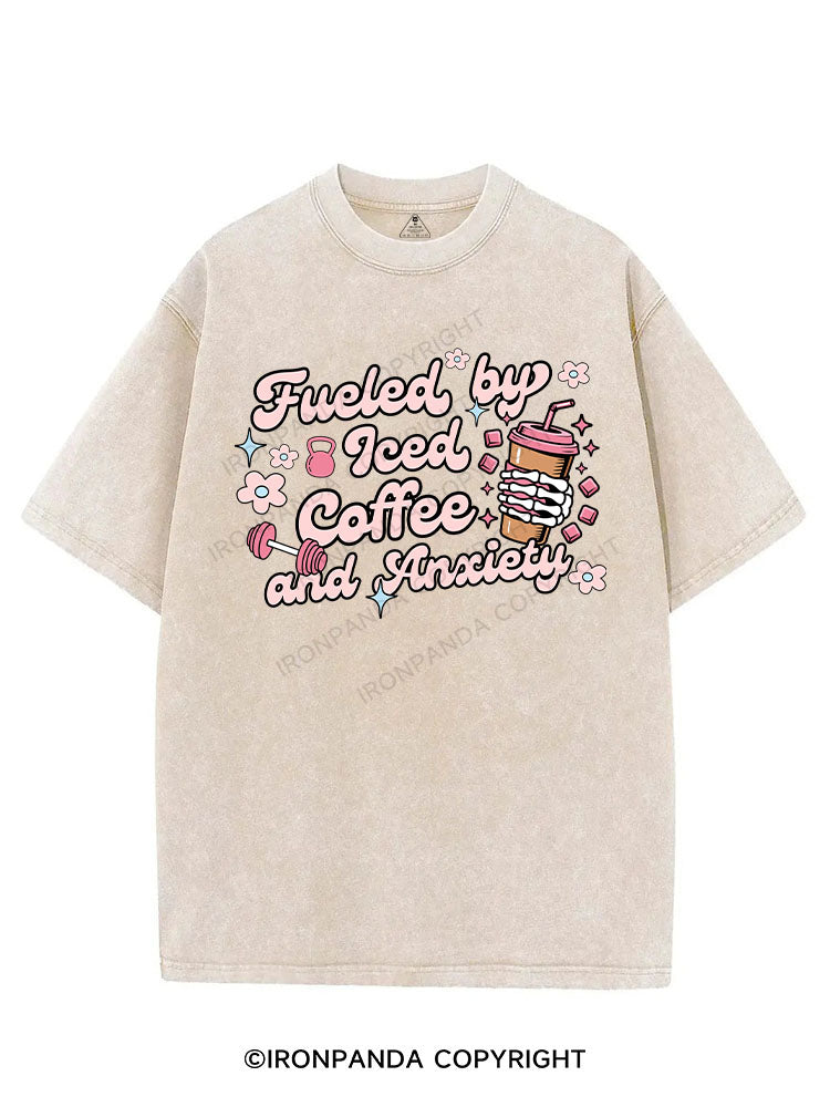 FUELED BY ICED COFFEE AND ANXIETY VINTAGE GYM SHIRT