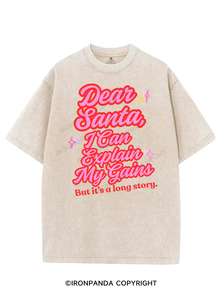 DEAR SANTA, I CAN EXPLAIN MY GAINS BUT IT'S A LONG STORY VINTAGE GYM SHIRT