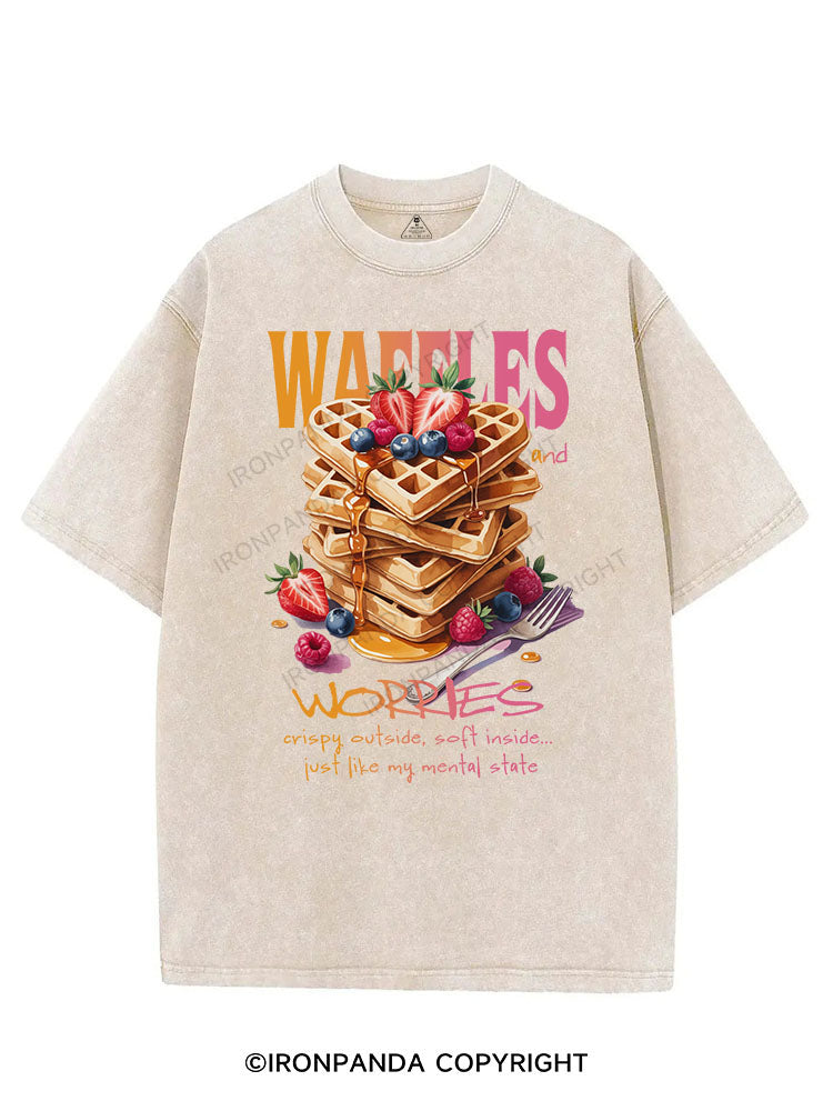 WAFFLES AND WORRIES VINTAGE GYM SHIRT