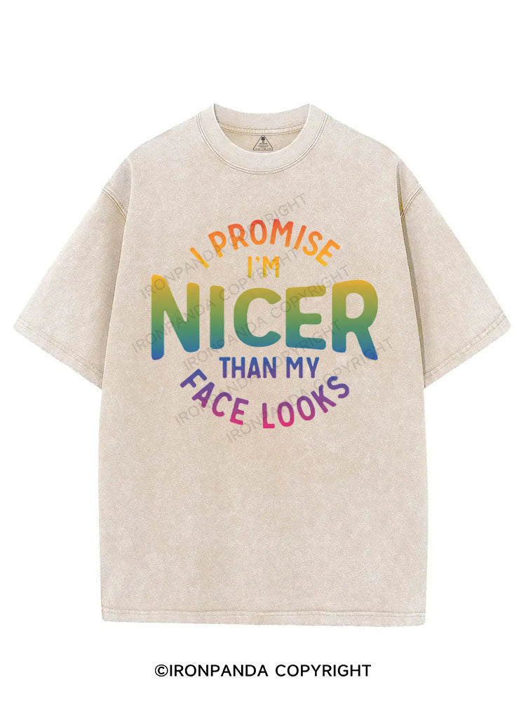 I PROMISE I'M NICER THAN MY FACE LOOKS VINTAGE GYM SHIRT