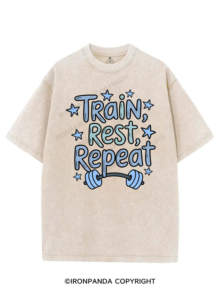 TRAIN, REST, REPEAT VINTAGE GYM SHIRT