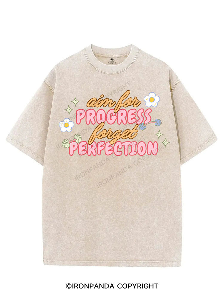 AIM FOR PROGRESS FORGET PERFECTION VINTAGE GYM SHIRT
