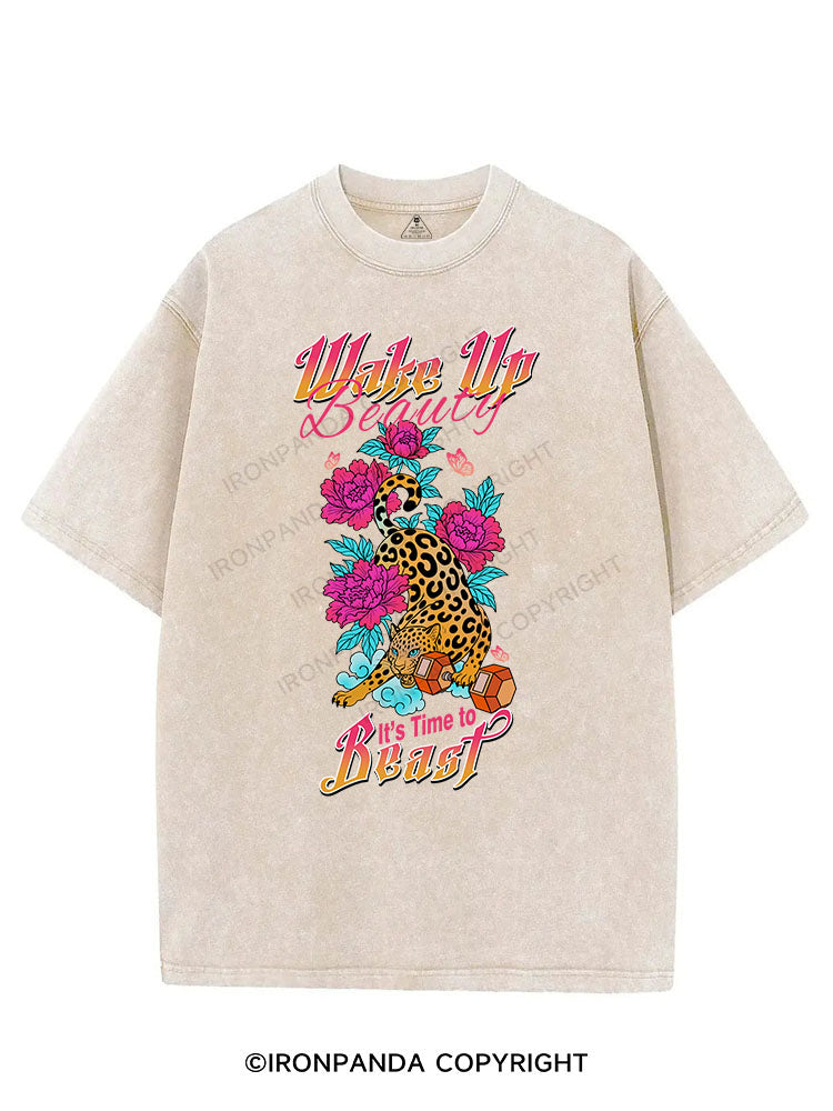 WAKE UP BEAUTY IT'S TIME TO BEAST VINTAGE GYM SHIRT