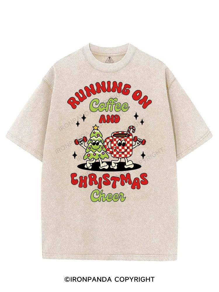 RUNNING ON COFFEE AND CHRISTMAS CHEER VINTAGE GYM SHIRT