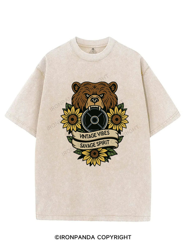 VINTAGE VIBES SAVAGE SPIRIT VINTAGE GYM SHIRT
