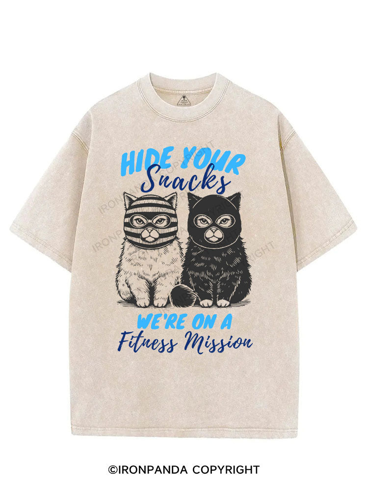 HIDE YOUR SNACKS WE'RE ON A FITNESS MISSION VINTAGE GYM SHIRT