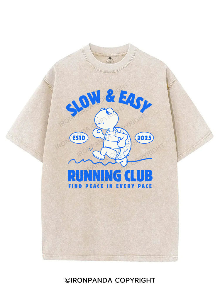 SLOW & EASY RUNNING CLUB FIND PEACE IN EVERY PACE VINTAGE GYM SHIRT