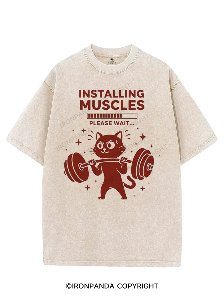 INSTALLING MUSCLES PLEASE WAIT VINTAGE GYM SHIRT